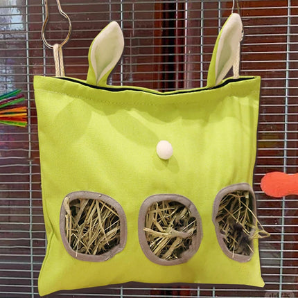 Small Pet Hay Feeding Bag Hanging Design Durable Canvas Material Dustproof