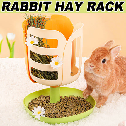 Rabbit Hay Rack Feeder Hay Bowl Food Container Anti Waste Easy Clean Durable