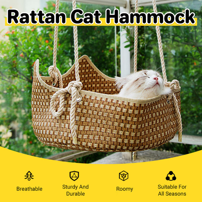 Hand Woven Spring Summer Cat Hammock For Cats Breathable Cool Durable Pet Bed