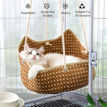 Hand Woven Spring Summer Cat Hammock For Cats Breathable Cool Durable Pet Bed