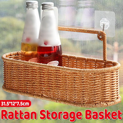 Bathroom Kitchen Multi-Tier Storage Rack Plastic Rattan Height Sturdy Waterproof