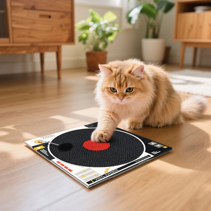Record Player Cat Scratching Board Durable Corrugated Cardboard Cat Toy Play