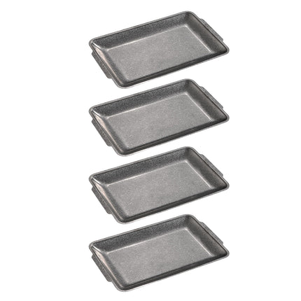 4PCS Vintage Stainless Steel Serving Tray Set Rectangular Kitchen Dining Platter