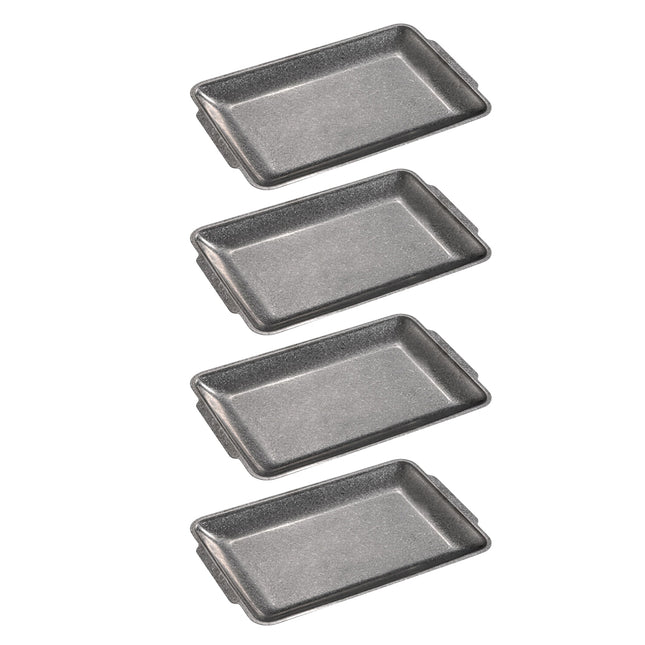 4PCS Vintage Stainless Steel Serving Tray Set Rectangular Kitchen Dining Platter