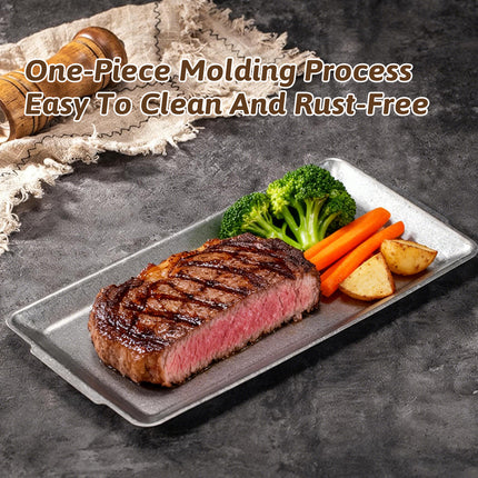 4PCS Vintage Stainless Steel Serving Tray Set Rectangular Kitchen Dining Platter