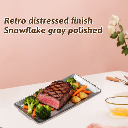 4PCS Vintage Stainless Steel Serving Tray Set Rectangular Kitchen Dining Platter