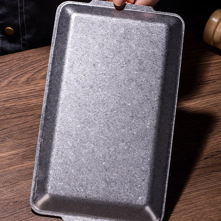 4PCS Vintage Stainless Steel Serving Tray Set Rectangular Kitchen Dining Platter
