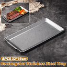4PCS Vintage Stainless Steel Serving Tray Set Rectangular Kitchen Dining Platter