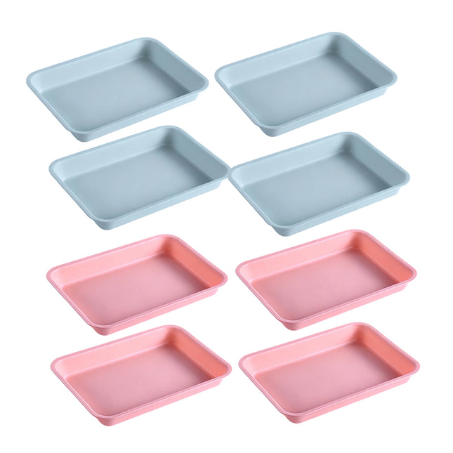 8PCS Rectangular Storage Tray Set Stackable Plastic Organiser for Home Office