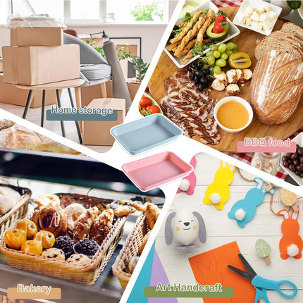 8PCS Rectangular Storage Tray Set Stackable Plastic Organiser for Home Office