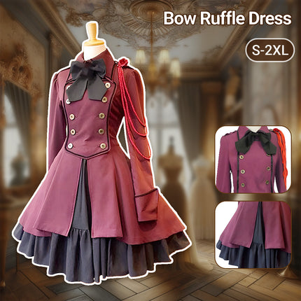 Gothic Renaissance Dress Ruffled Long Sleeve Medieval Cosplay Steampunk Gown