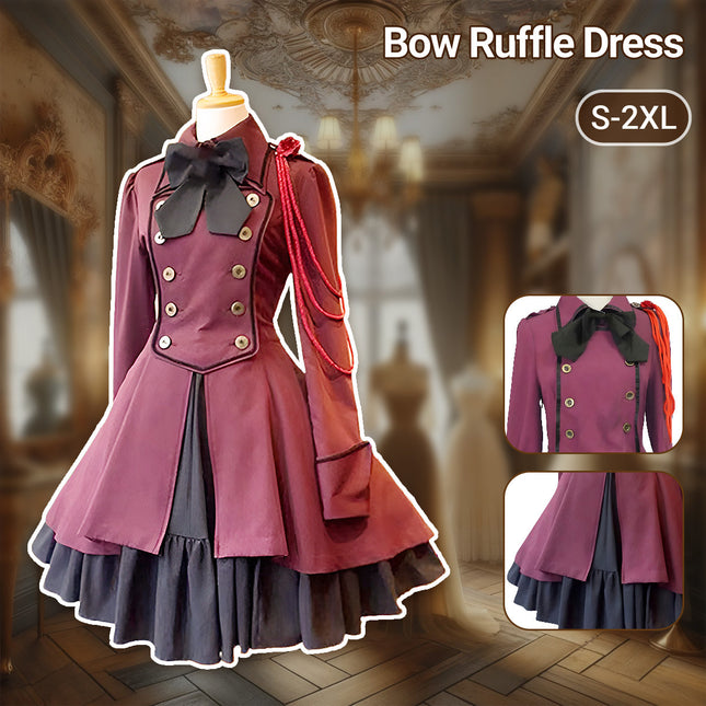 Gothic Renaissance Dress Ruffled Long Sleeve Medieval Cosplay Steampunk Gown