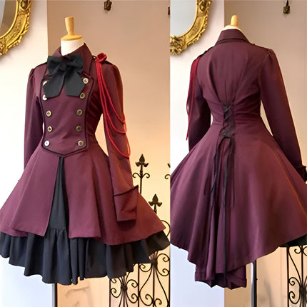 Gothic Renaissance Dress Ruffled Long Sleeve Medieval Cosplay Steampunk Gown