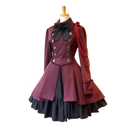 Gothic Renaissance Dress Ruffled Long Sleeve Medieval Cosplay Steampunk Gown
