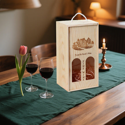 Wooden Wine Box Packaging Case Wooden Exquisite Durable for Wine Storge Organize