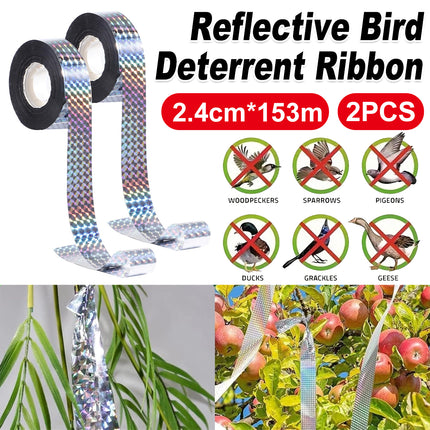 2PCS Garden Bird Repellent Tape Reflective Scare Ribbon 153m Crop Protection