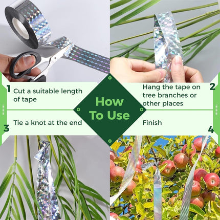 2PCS Garden Bird Repellent Tape Reflective Scare Ribbon 153m Crop Protection