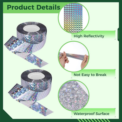 2PCS Garden Bird Repellent Tape Reflective Scare Ribbon 153m Crop Protection