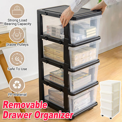 Removable Drawer Storage Cabinet with Wheels Durable for Bedroom Living Room