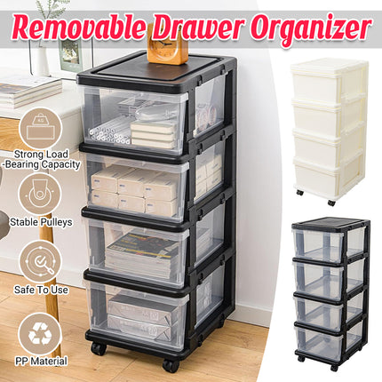 Removable Drawer Storage Cabinet with Wheels Durable for Bedroom Living Room