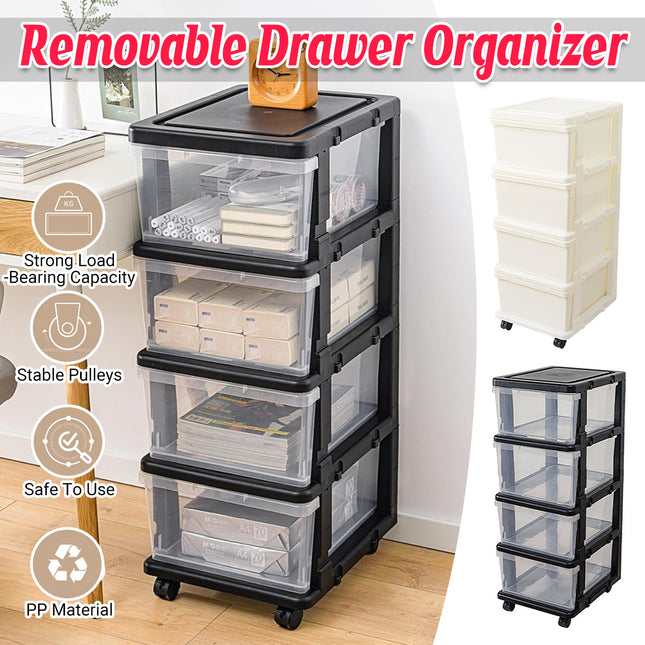 Removable Drawer Storage Cabinet with Wheels Durable for Bedroom Living Room