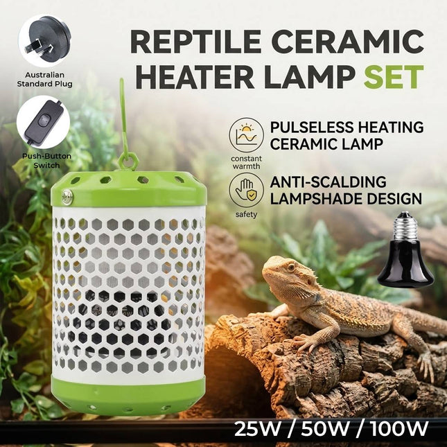 Reptile Ceramic Heater Lamp Anti Scald Cage AU Plug for Turtle Lizard Parrot