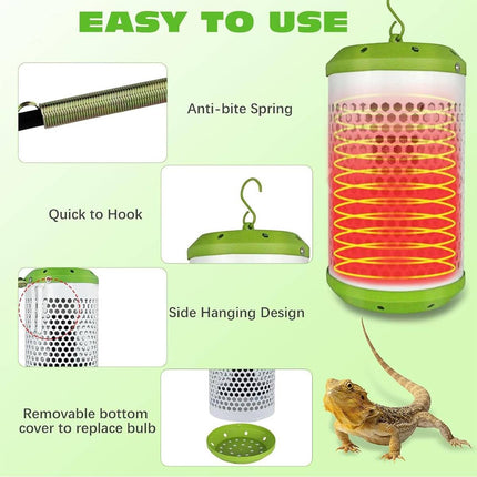 Reptile Ceramic Heater Lamp Anti Scald Cage AU Plug for Turtle Lizard Parrot