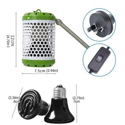 Reptile Ceramic Heater Lamp Anti Scald Cage AU Plug for Turtle Lizard Parrot