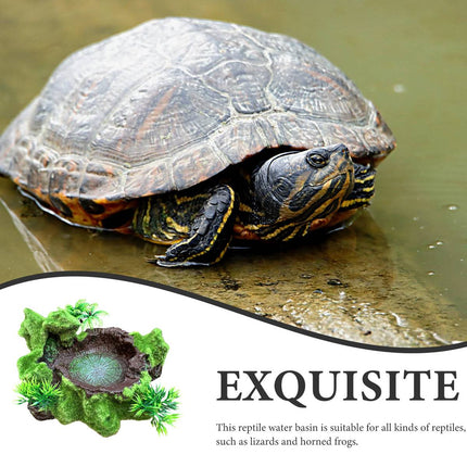 Resin Reptile Water and Feeding Basin - Mossy Rock Terrarium Dish