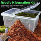 Tortoise Reptile Hibernation Kit Feeding Box Coconut Brick and Moss