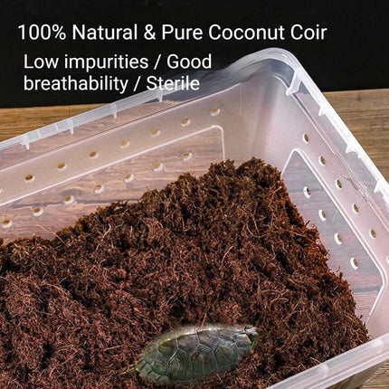 Tortoise Reptile Hibernation Kit Feeding Box Coconut Brick and Moss