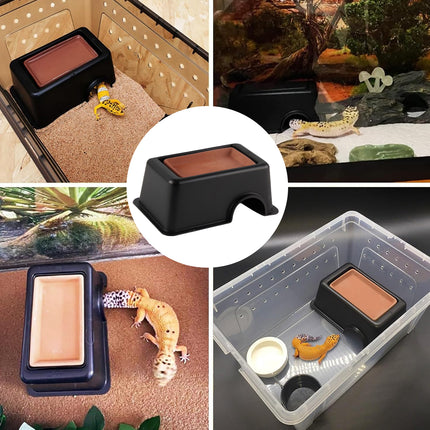 Reptile Humidifier Cave Concealment Box With Water Trough For Lizards Geckos