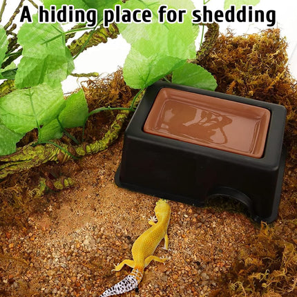 Reptile Humidifier Cave Concealment Box With Water Trough For Lizards Geckos