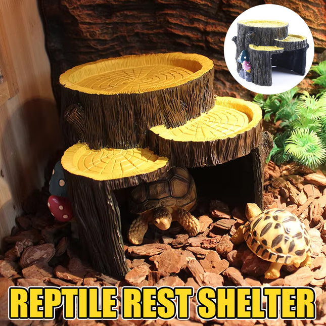 Resin Reptile Terrace Basking Platform Tortoise Hide Cave Terrarium Decor