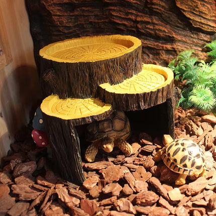 Resin Reptile Terrace Basking Platform Tortoise Hide Cave Terrarium Decor