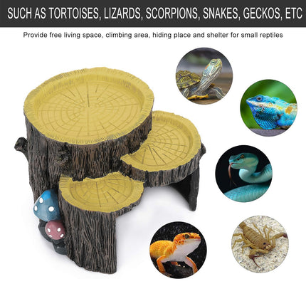 Resin Reptile Terrace Basking Platform Tortoise Hide Cave Terrarium Decor