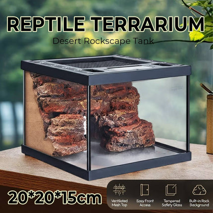 Reptile Terrarium Glass Tank Ventilated Mesh Top Lizard Gecko Tarantula Habitat