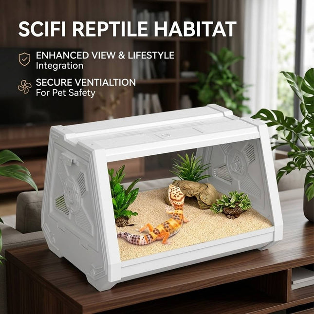 White Sci Fi Desktop Reptile Habitat Terrarium 35cm