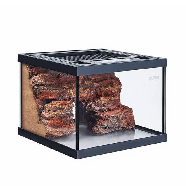 Reptile Terrarium Glass Tank Ventilated Mesh Top Lizard Gecko Tarantula Habitat