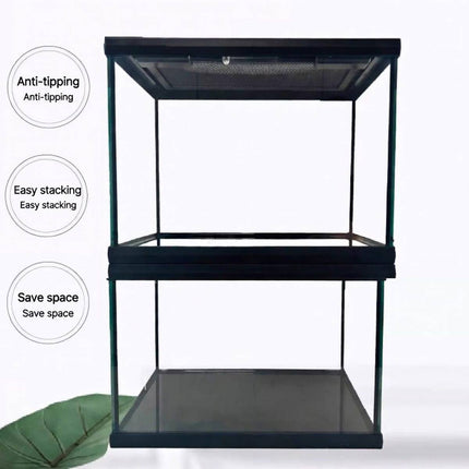 Reptile Terrarium Glass Tank Ventilated Mesh Top Lizard Gecko Tarantula Habitat