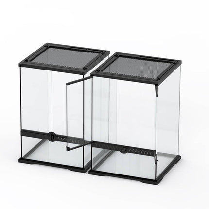 Glass Reptile Terrarium Double Door Panoramic Rainforest Tank for Lizards Frogs
