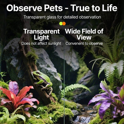 Glass Reptile Terrarium Double Door Panoramic Rainforest Tank for Lizards Frogs