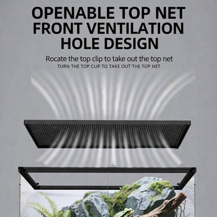 Glass Reptile Terrarium Double Door Panoramic Rainforest Tank for Lizards Frogs