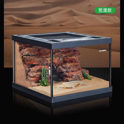 Reptile Terrarium Glass Tank Ventilated Mesh Top Lizard Gecko Tarantula Habitat