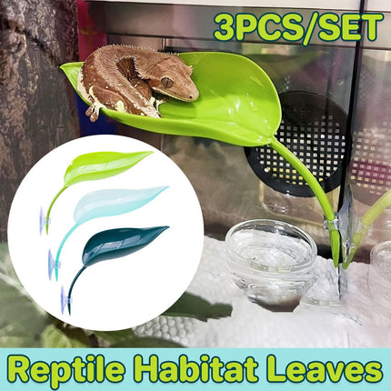 3pcs Reptile Habitat Leaf Decorations Simulated Aquatic Greenery for Comfort