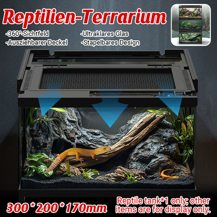 Climbing Pet Tank Transparent Glass Terrarium with Ventilation Mesh Durable