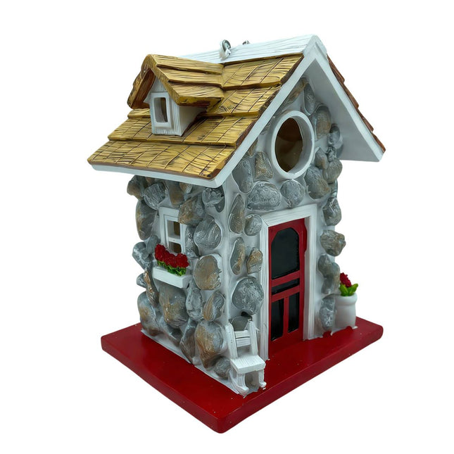 Resin Stone Cottage Hanging Bird House - Garden Courtyard Nest Decoration