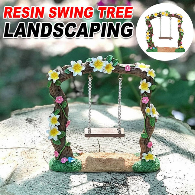 Resin Swing Tree Micro Landscape Frangipani Aquarium Decor 10 x 11cm