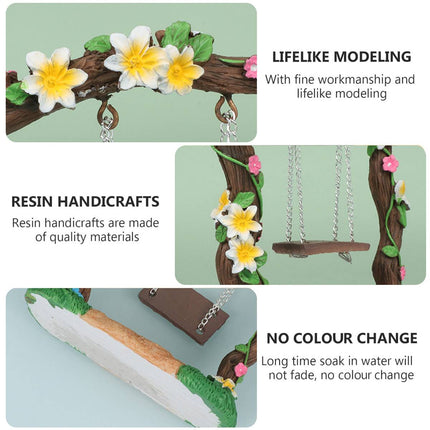 Resin Swing Tree Micro Landscape Frangipani Aquarium Decor 10 x 11cm