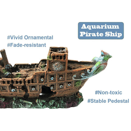Aquarium Pirate Ship Submarine Aircraft Decoration Fish Tank Background Ornament
